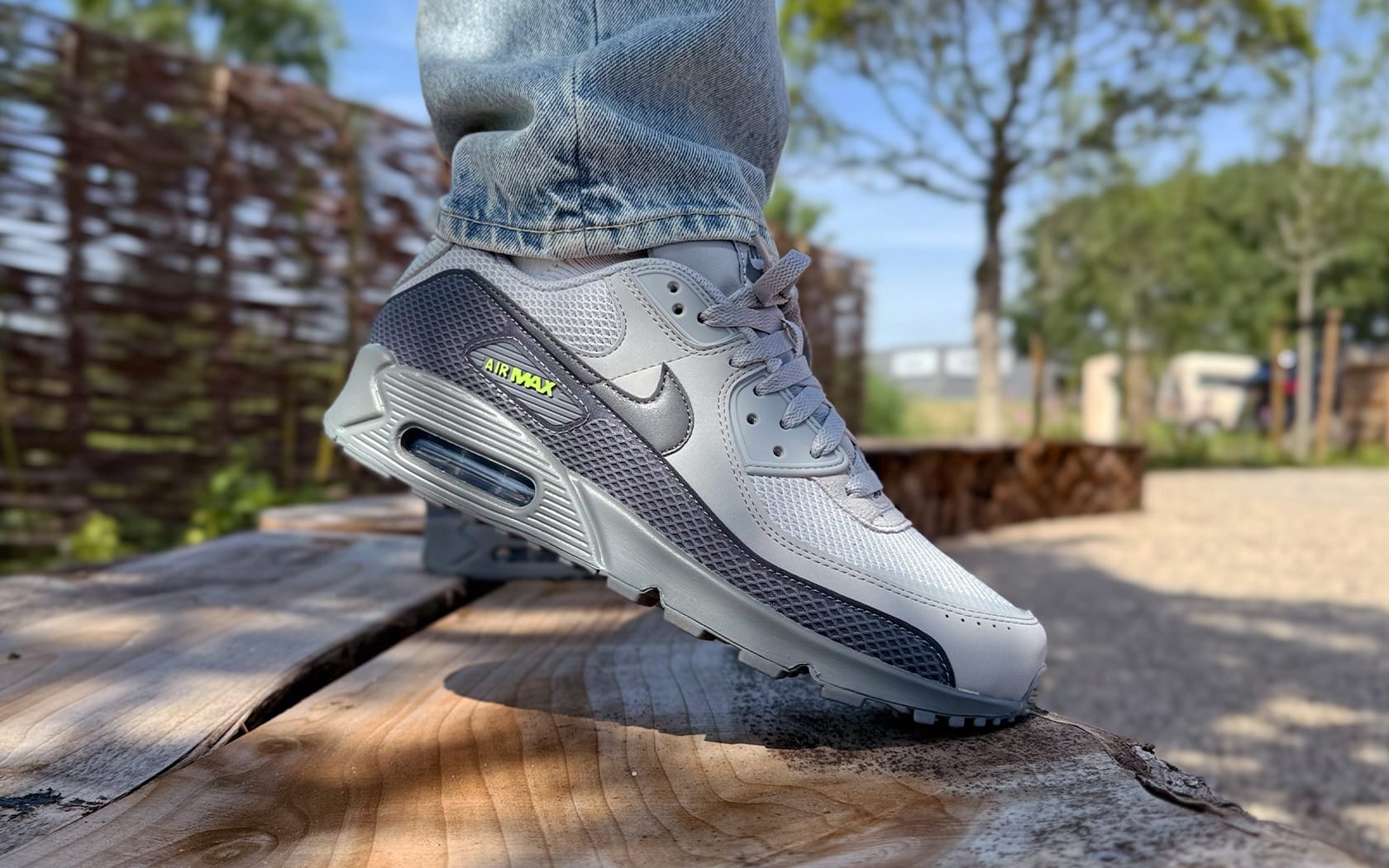 0 nike air max 90 premium mesh mudguard volt iron grey im5759 004