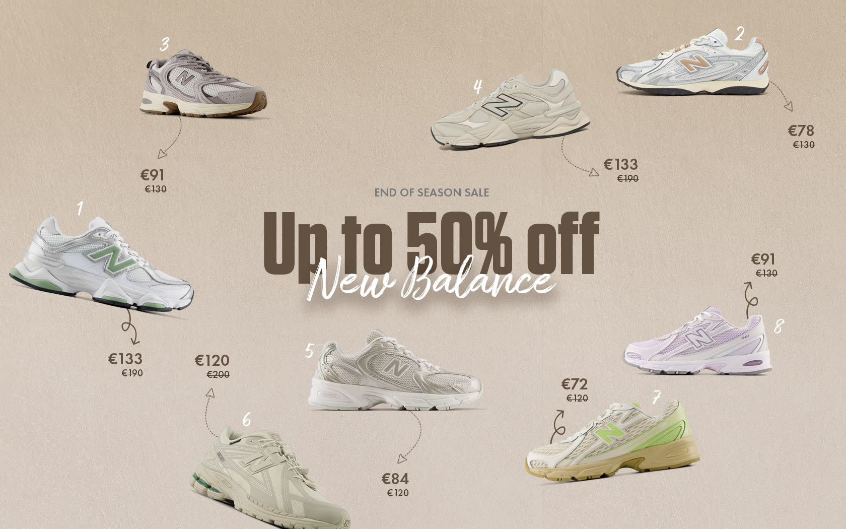 00 New Balance end of season sale 2026 overzicht sneaker squad