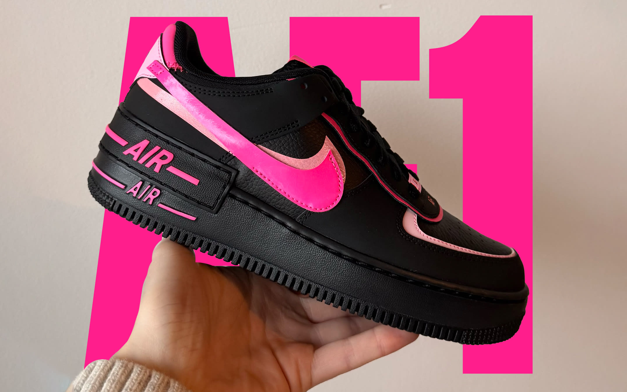 1 nike air force 1 low wmns black pink spell ci0919 006