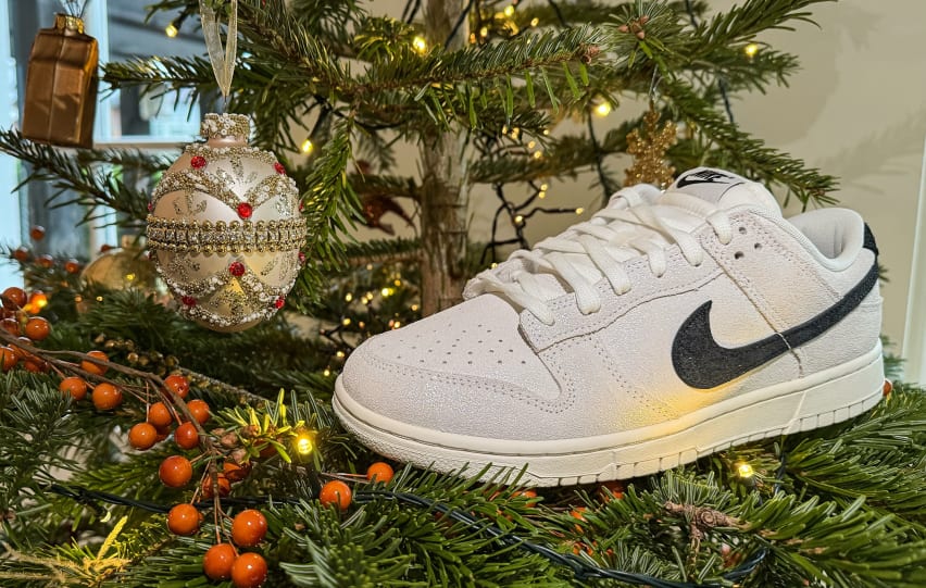 2 de ideale kerstsneaker nike dunk low se white glittery suede hq3502 100