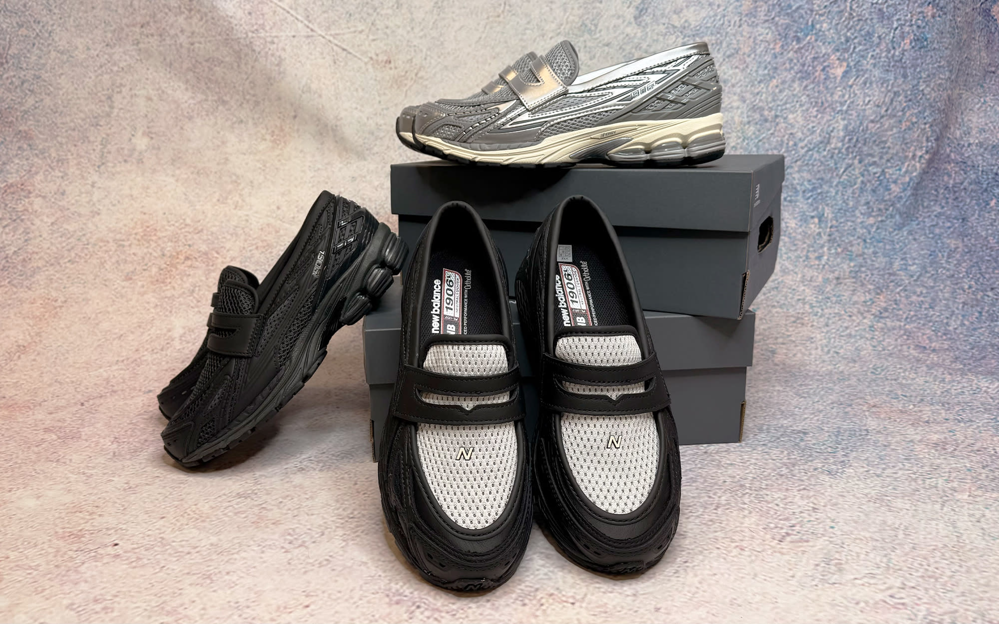 6 New Balance 1906 Loafers Silver Black Angora