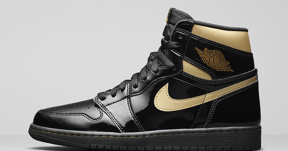 Black and online gold jordans 1s