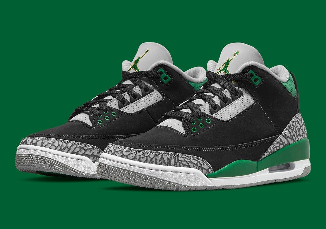 gray and green jordan 3