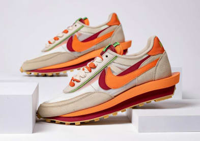 CLOT x sacai x Nike LD Waffle Orange Blaze foto 1