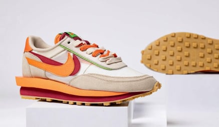 CLOT x sacai x Nike LD Waffle Orange Blaze foto 6