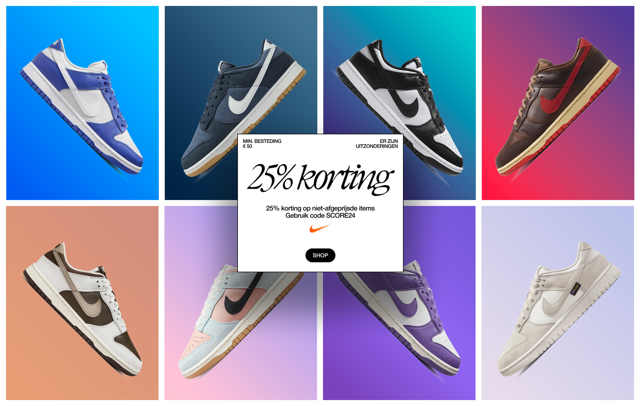 Scoor jouw favoriete Dunk sneaker nu met 25 procent korting tijdens de Nike Cyber Sale