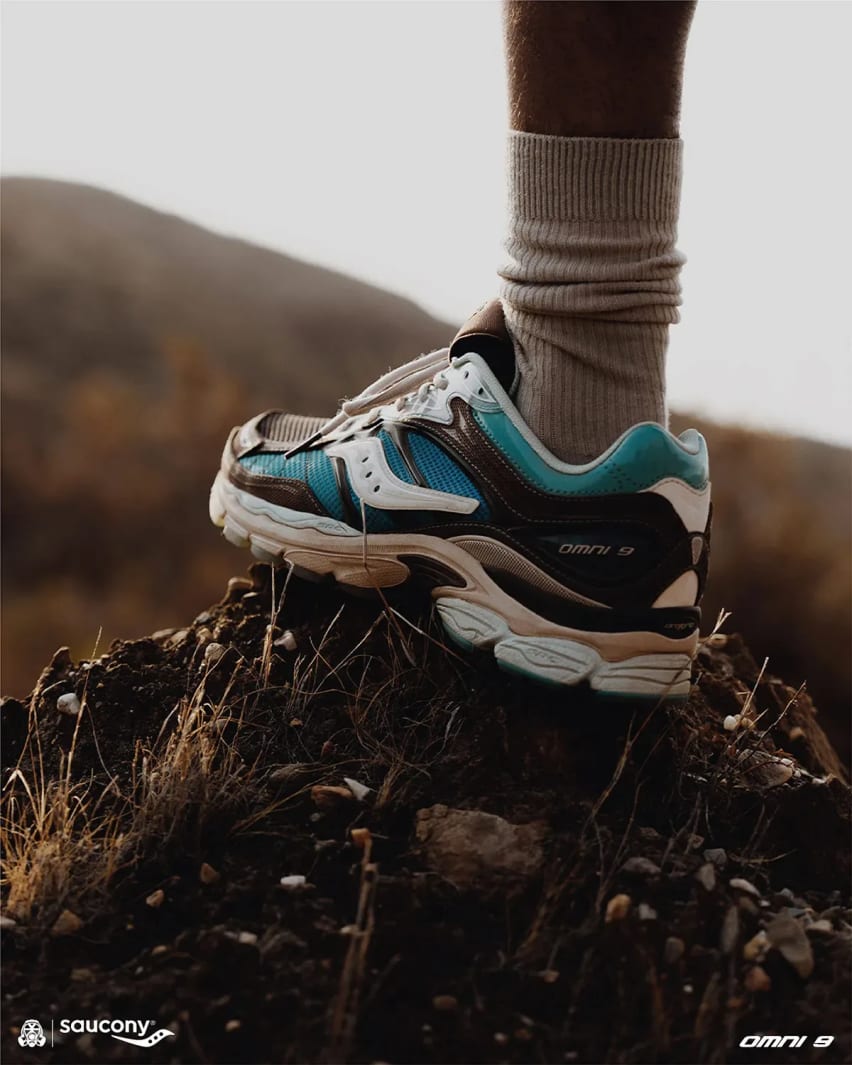 Footpatrol x Saucony Pro Grid Omni 9 Blue Brown Foto 3