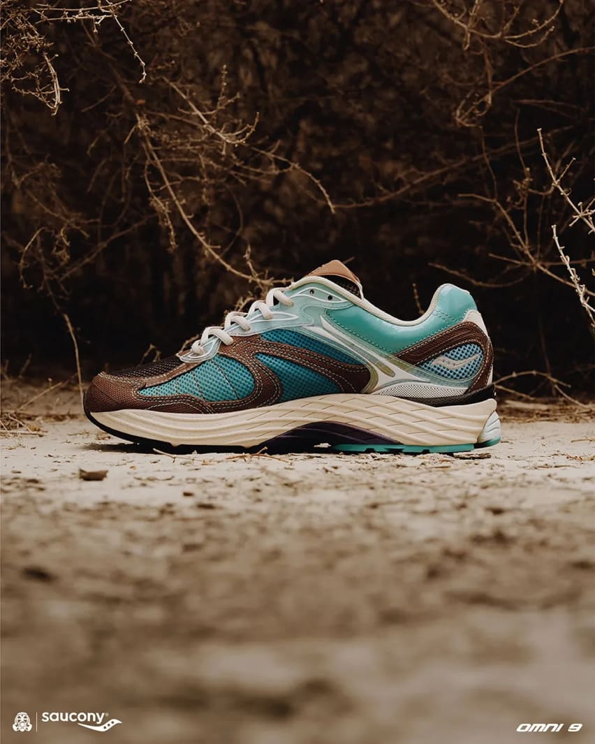 Footpatrol x Saucony Pro Grid Omni 9 Blue Brown Foto 6