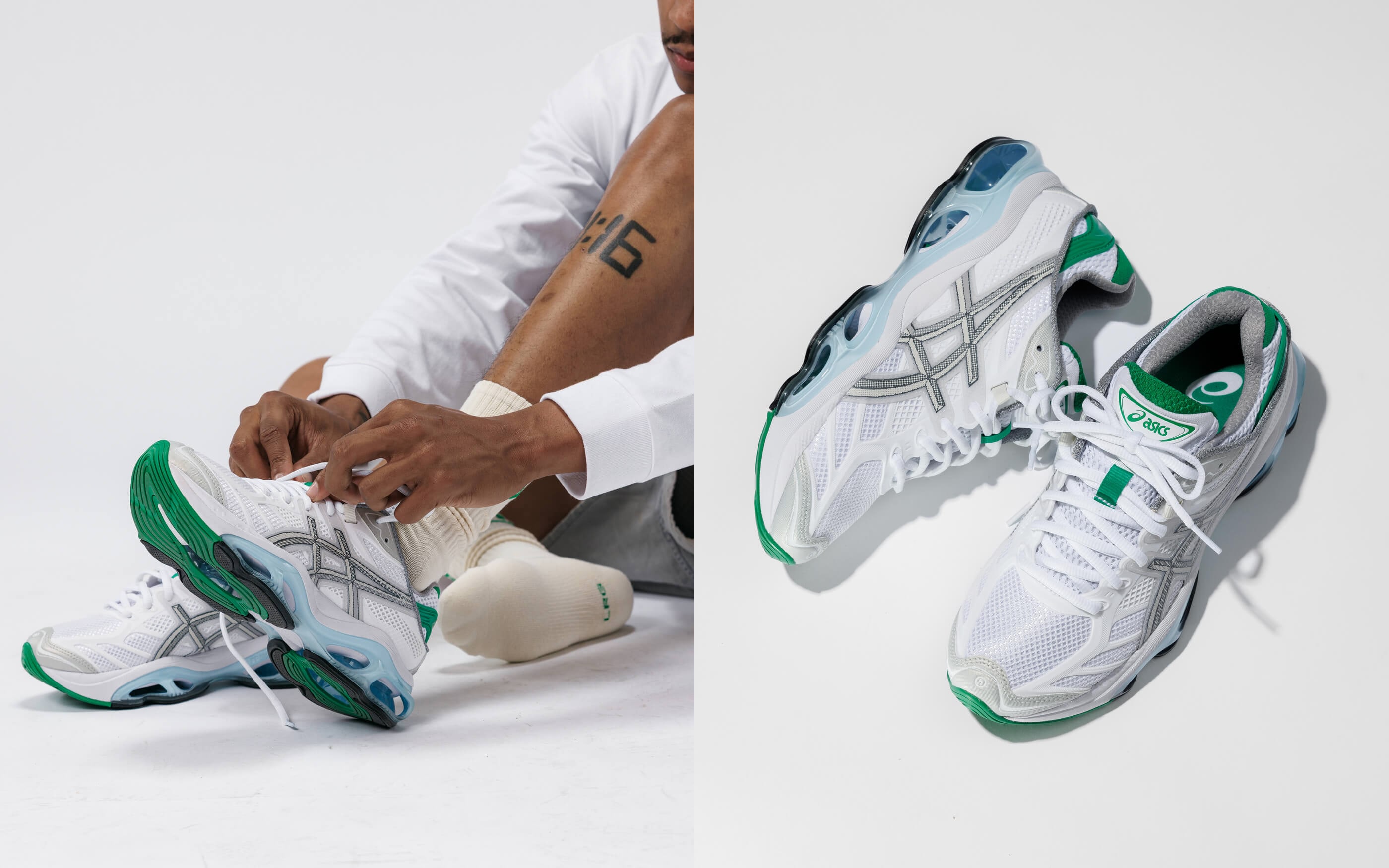 Hidden NY zet vrijdag zijn groene stempel op de Asics Gel Kinetic 2 0 White Castle Rock