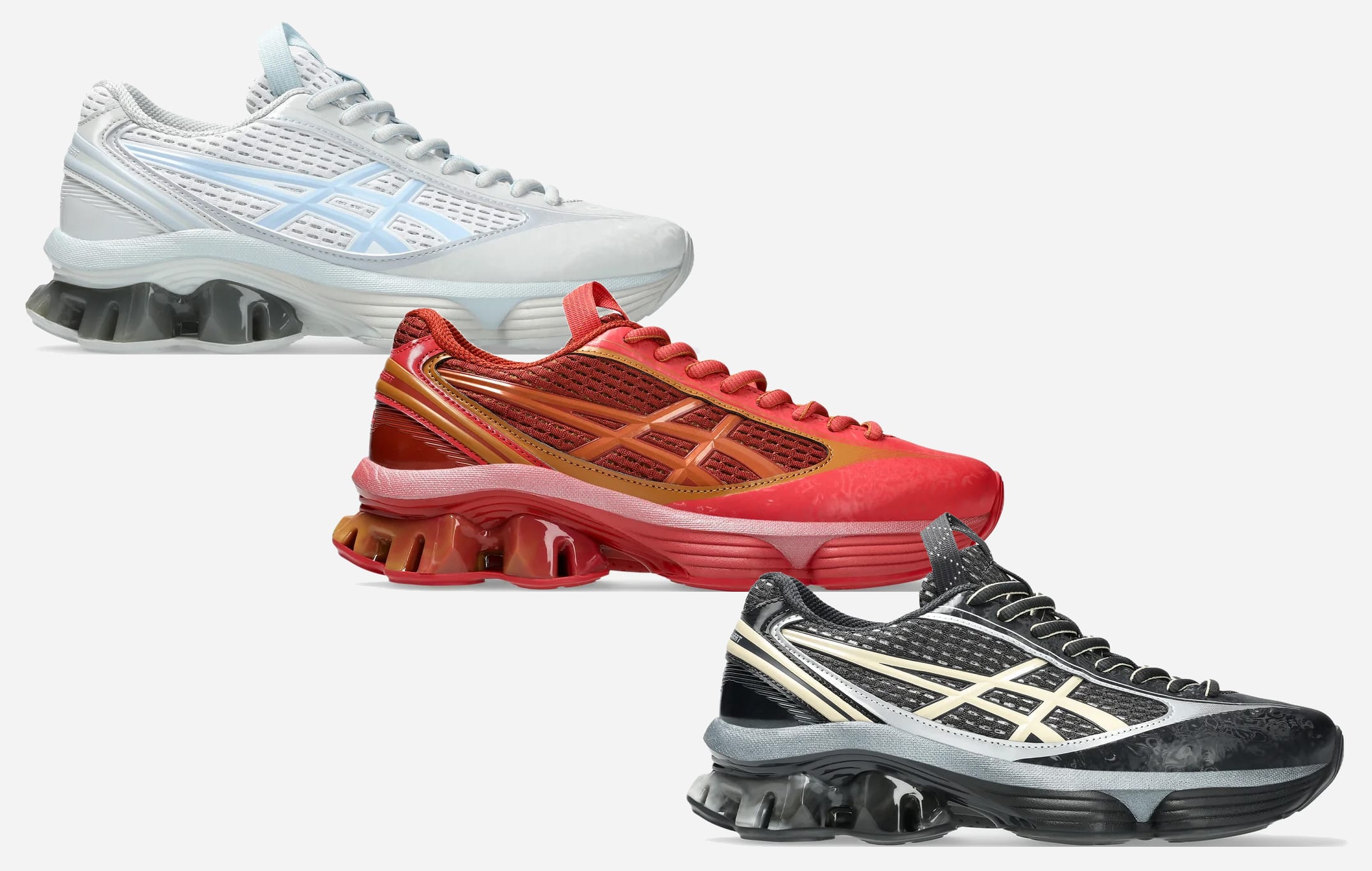 Kiko Kostadinov Asics US6 S Gel Kinetic Fluent Cayenne Black Vanilla Glacier Grey