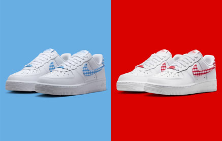 NIKE AIR FORCE 1 LOW BLUE GINGHAM en red