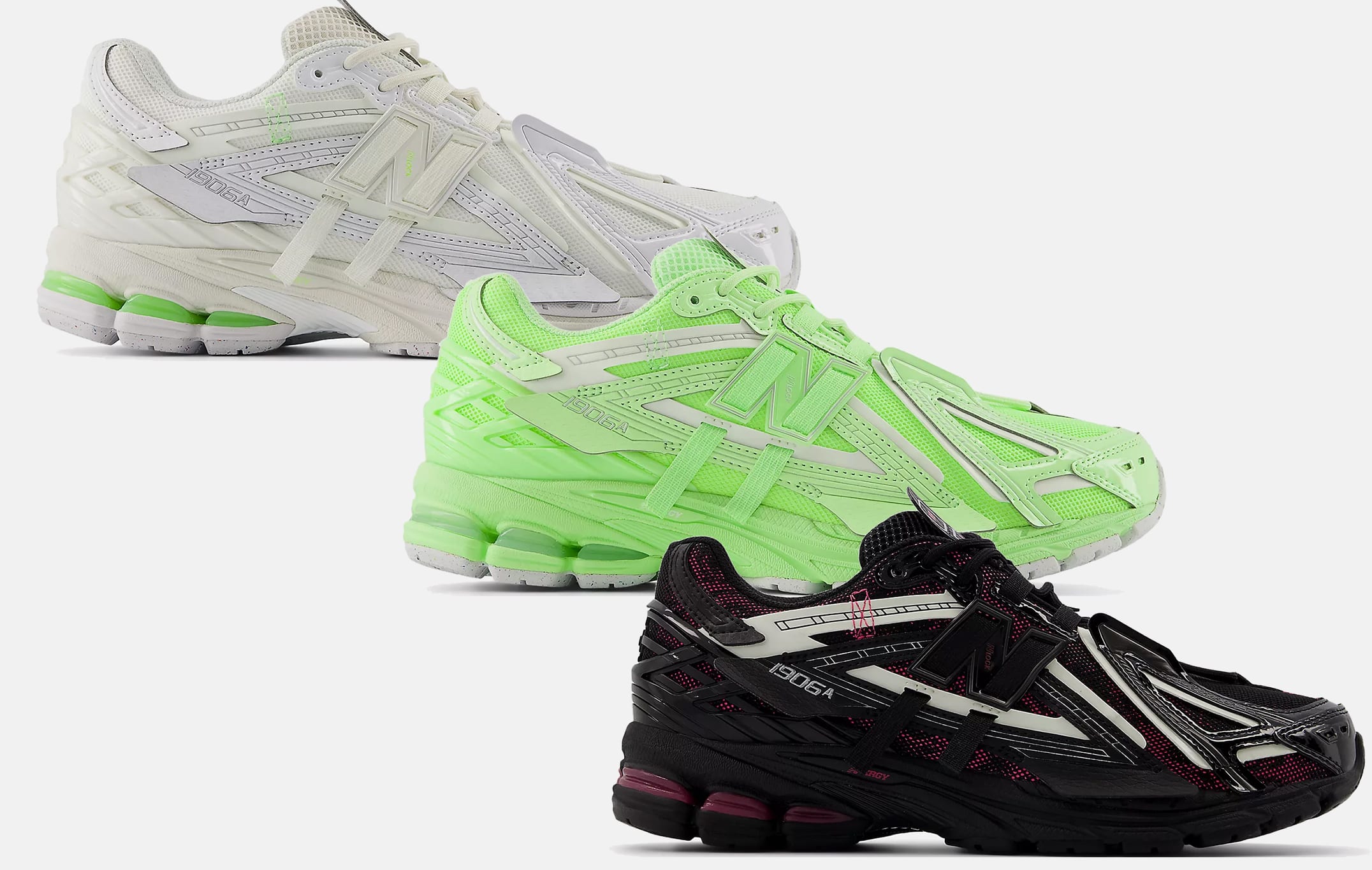 New Balance 1906 Neon Green Mint Flash Black Dragon Berry