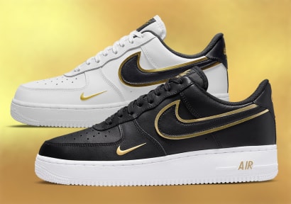 Nike Air Force 1 Gold Black and White