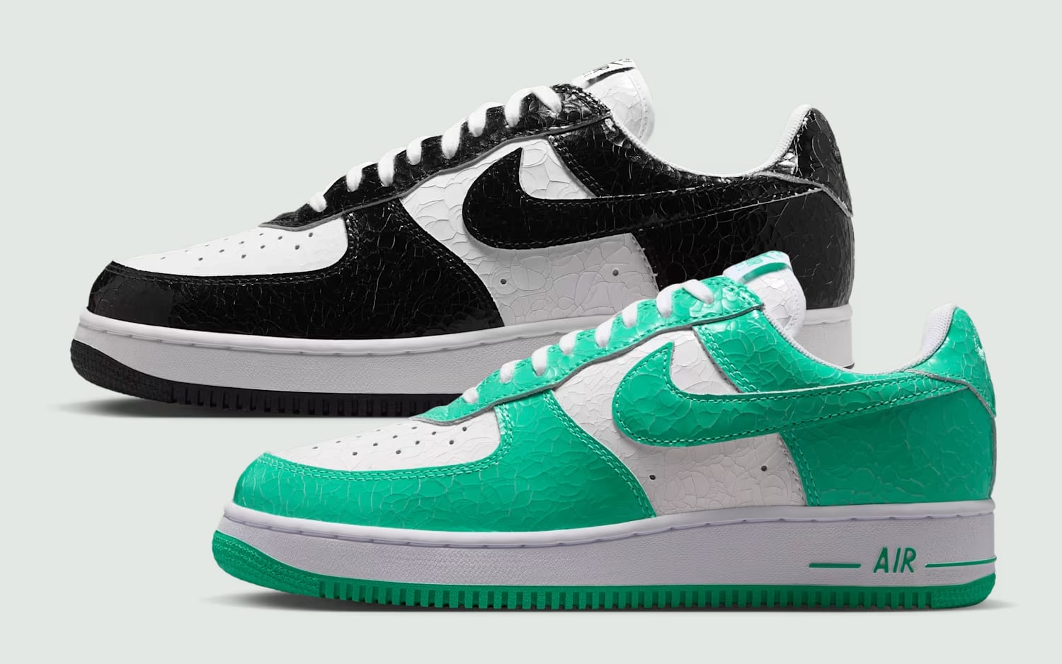 Nike Air Force 1 Low Cracked Leather Black White Menta White