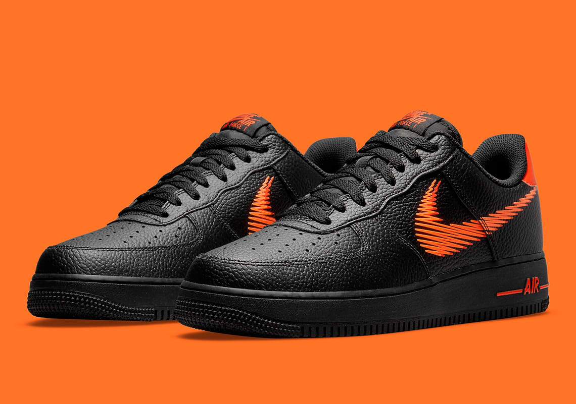 Nike air force discount zwart met oranje