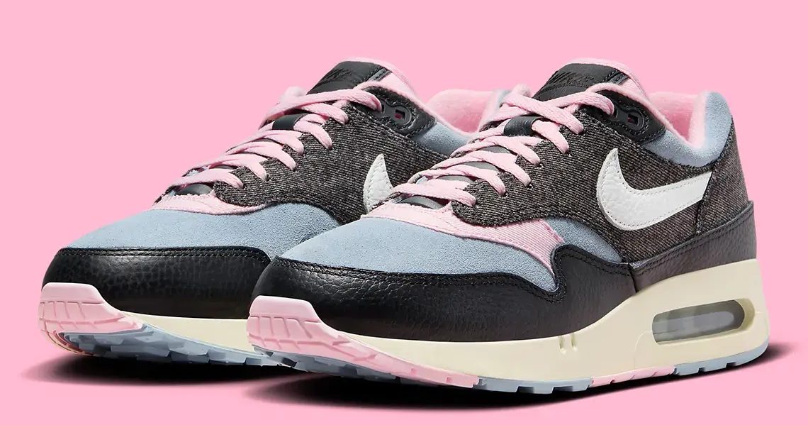 Nike air max 1 top roze grijs