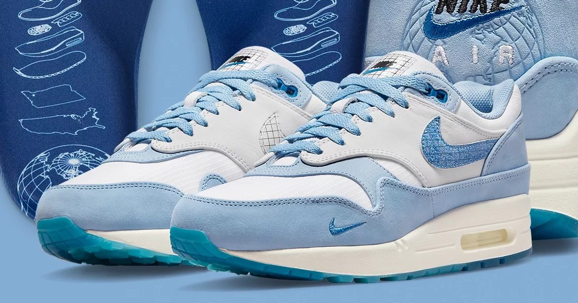 Nike air max 1 lichtblauw sales