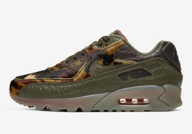 Nike voorziet deze AM90 binnenkort van een "Camo Croc" colorway met "Pony Hair"