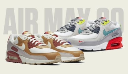 Hard onderweg: de Nike Air Max 90 GS "Multicolor" en de Air Max 90 "Rugged Orange"