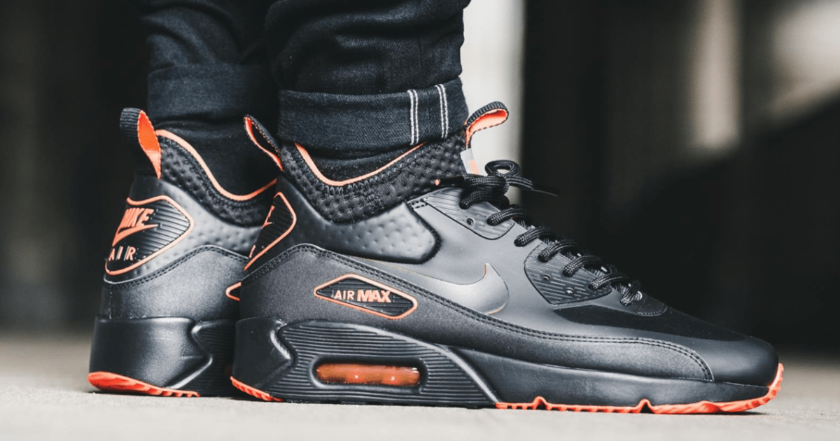 Nike Air Max 90 Ultra Mid Winter Black Total Crimson Sneaker Squad