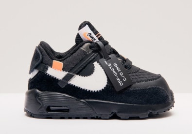 De Off-White x Nike Air Max 90 dropt ook voor peuters