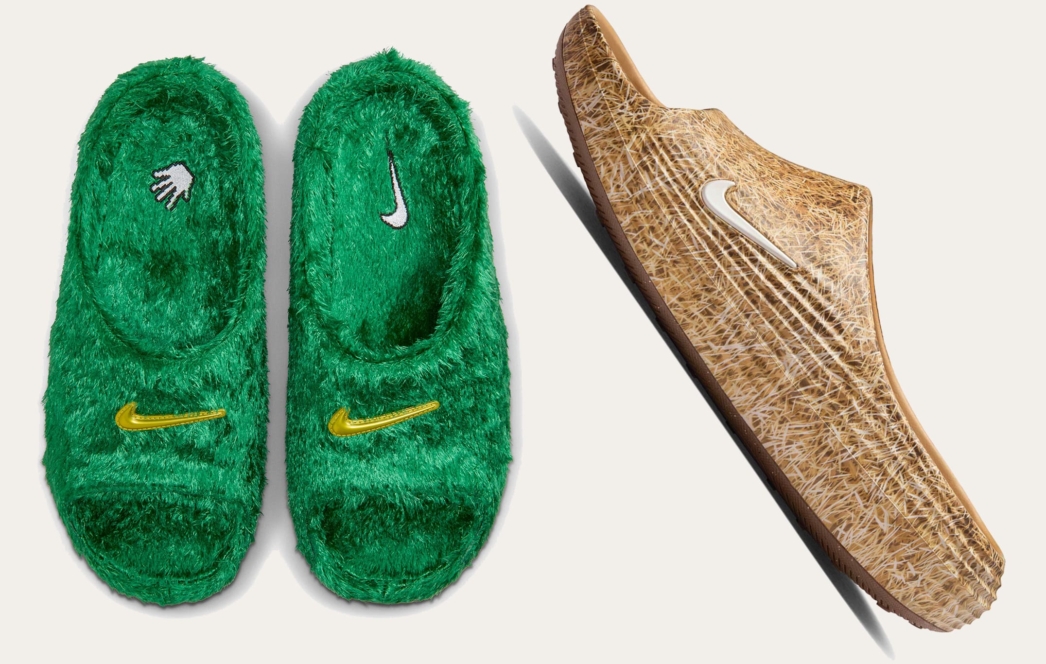 SWOOSH x Nike React X Rejuven8 Slide Wheat Pine Green