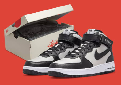 Stussy x Nike Air Force 1 Mid Black Grey Foto 1