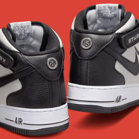 Stussy x Nike Air Force 1 Mid Black Grey Foto 10