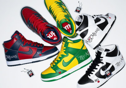 Supreme x Nike SB Dunk High By Any Means collectie