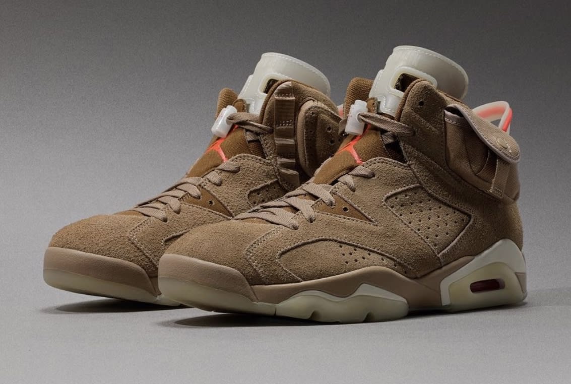 Travis Scott viert het 30 jarig bestaan van de Jordan 6 met deze British Khaki colorway