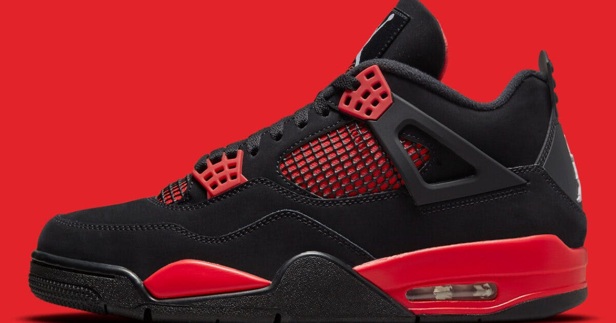 black and red jordan 4s 2021