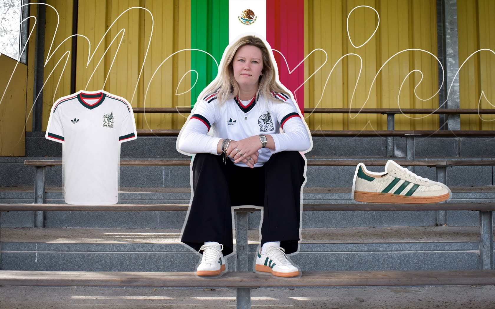 Adidas handball spezial white collegiate green ih6592 met Mexicaanse uit-shirt wk