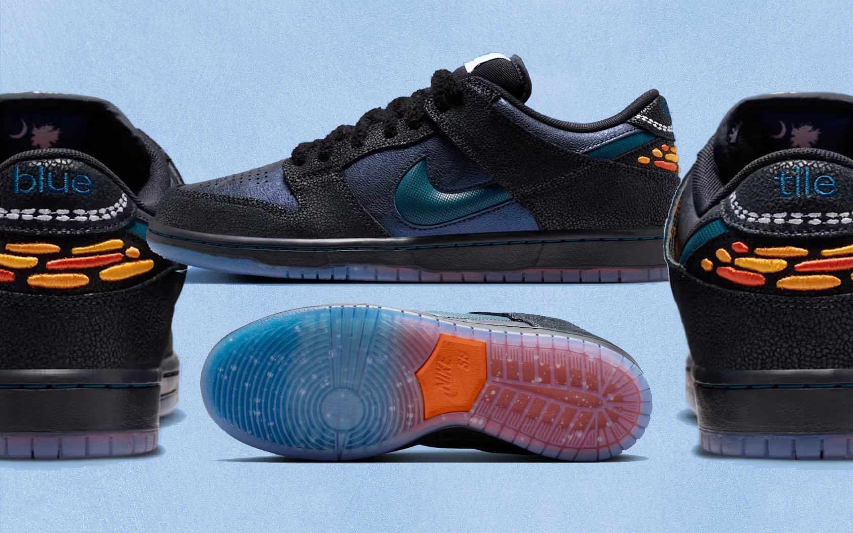 Bluetile x nike sb dunk low monarch butterfly iq1323 001