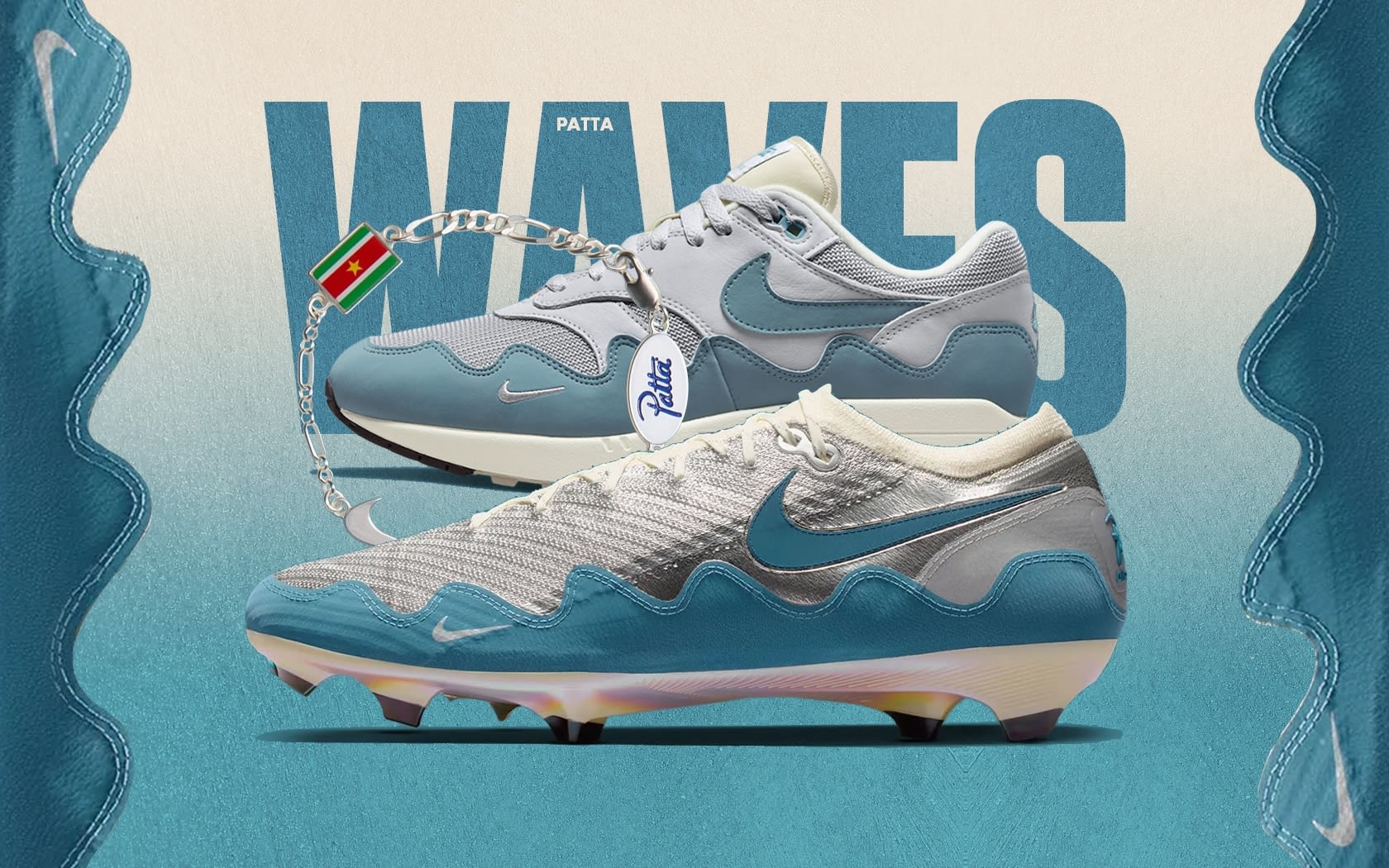 Patta x nike mercurial zoom vapor 16 elite fg waves pack noise aqua iq3365 002