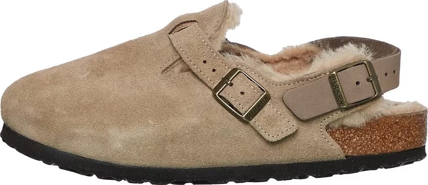 Birkenstock Tokio Shearling Suede Leather Narrow Taupe