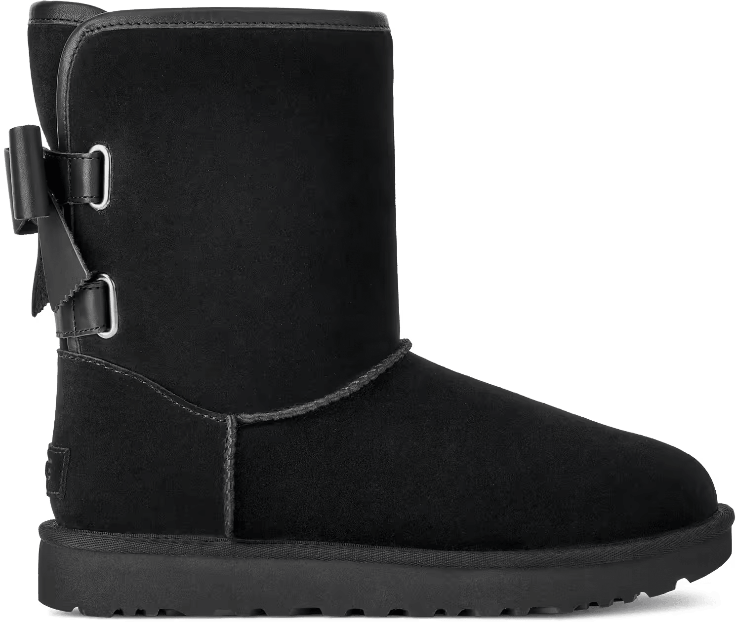 UGG Classic Short Bailey Leather Bow Boot Black