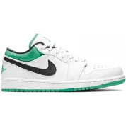 Air Jordan 1 Low White Lucky Green Tumbled Leather (GS)