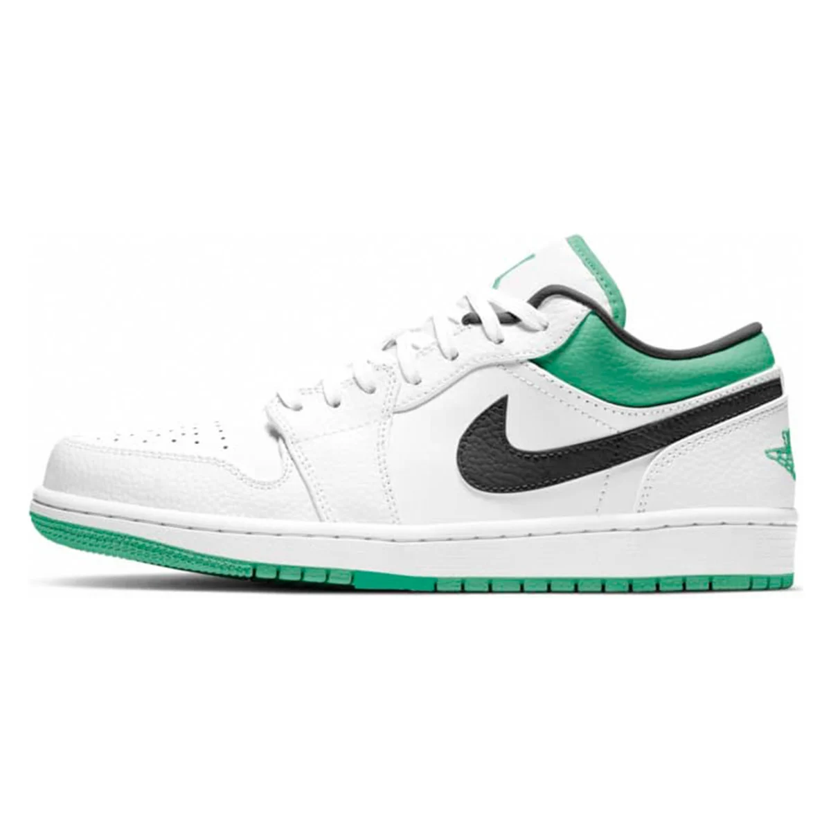 Air Jordan 1 Low White Lucky Green Tumbled Leather (GS)