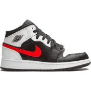 Jordan 1 Mid White Black Chile Red (GS)