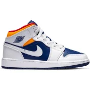 Air Jordan 1 Mid White Laser Orange Deep Royal Blue (GS)