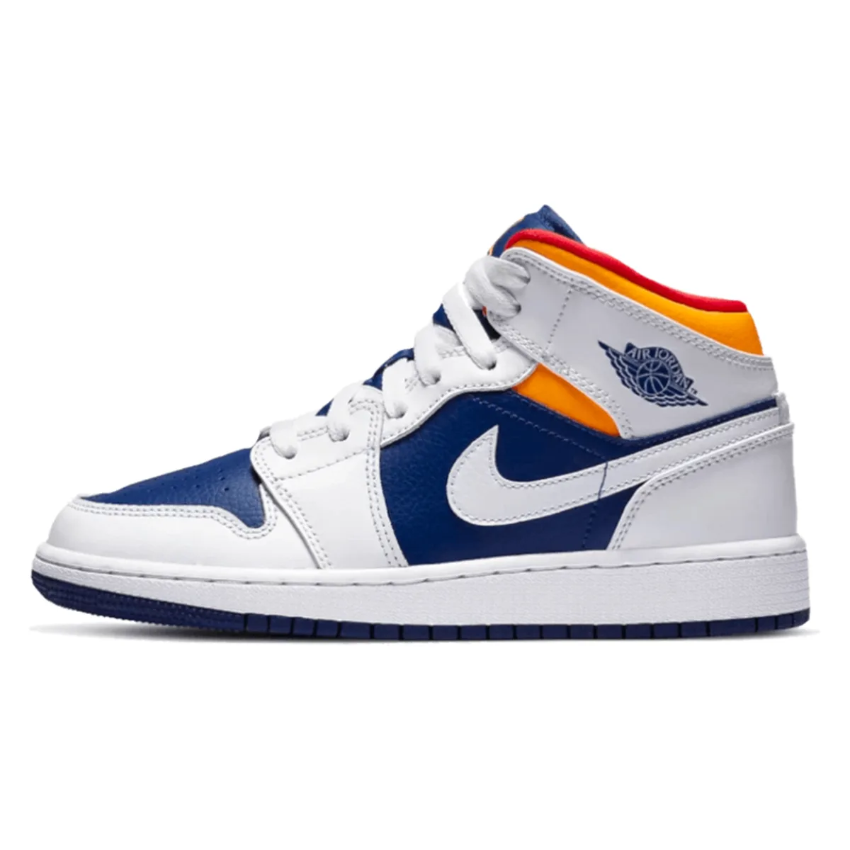 Air Jordan 1 Mid White Laser Orange Deep Royal Blue (GS)