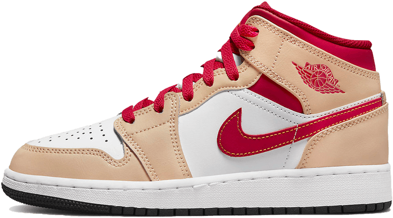 Air Jordan 1 Mid Beige Red (GS)