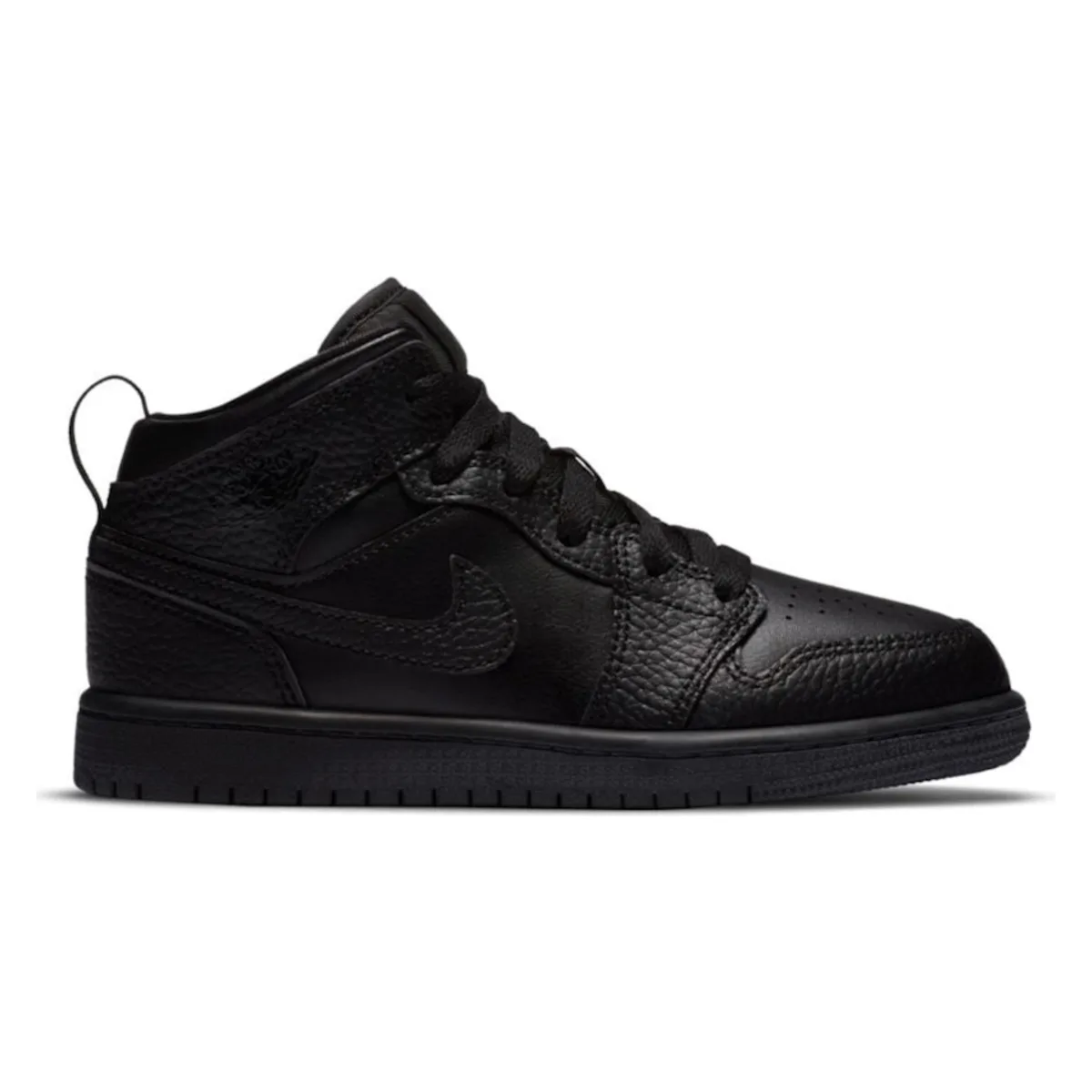 Jordan 1 Mid Triple Black Tumbled Leather (PS)
