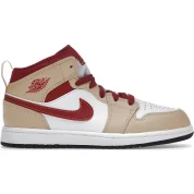Jordan 1 Mid Light Curry Cardinal (PS)