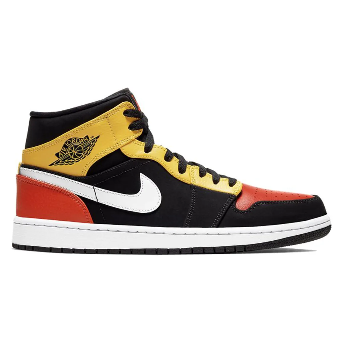 Air Jordan 1 Mid Black Amarillo Orange