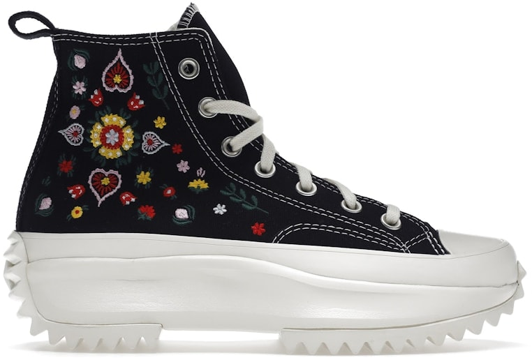 Converse Run Star Hike Hi Floral Embroidery Black