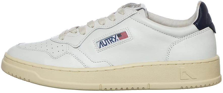 Autry Medalist Leather Low White Dark Blue