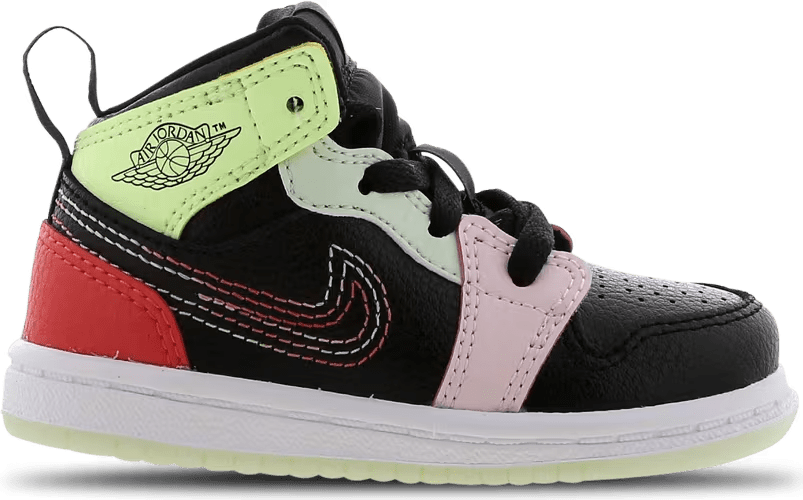 Jordan 1 Mid -  - Black - Leer - Maat 18,5 - Foot Locker