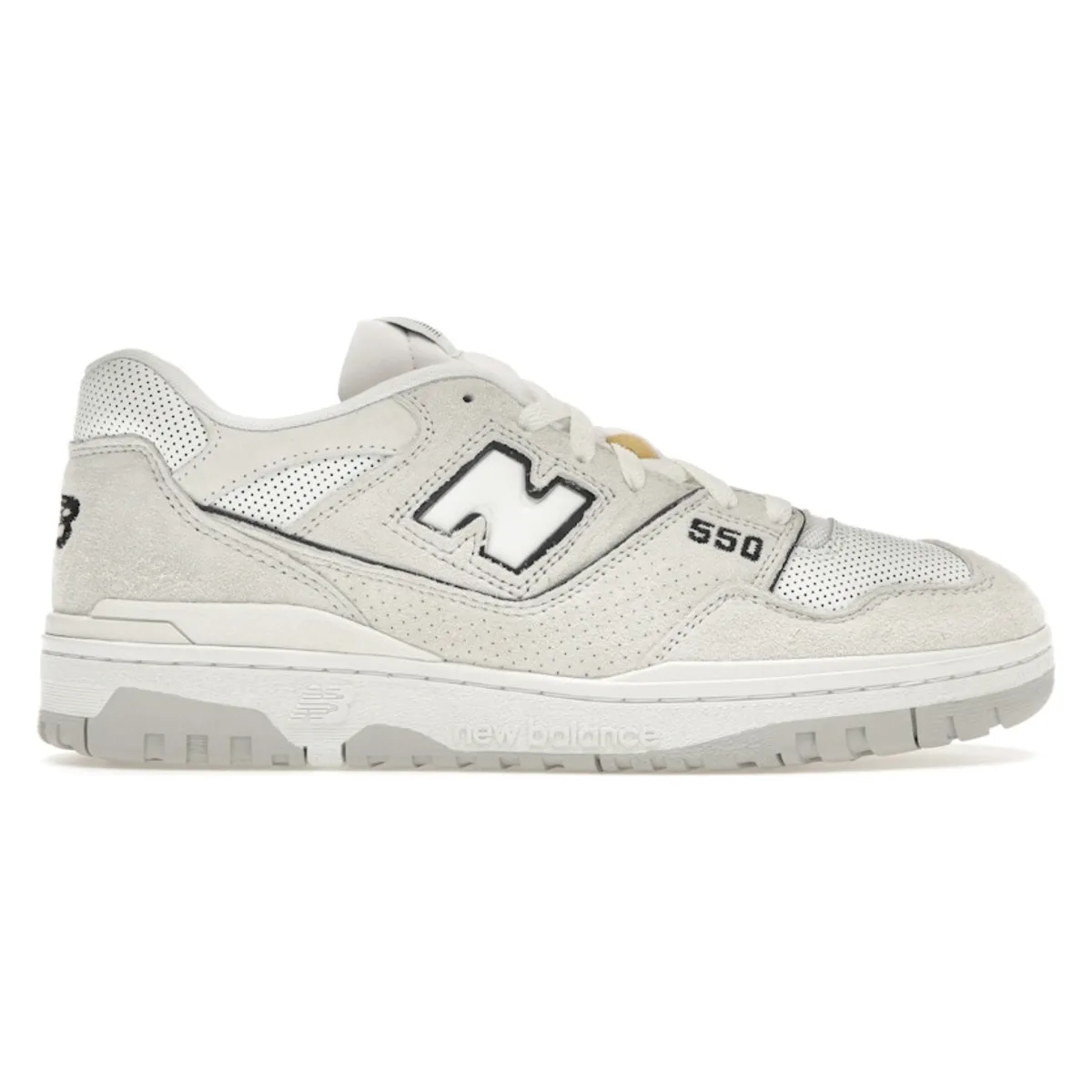 New Balance 550 White Perforated Leather Black