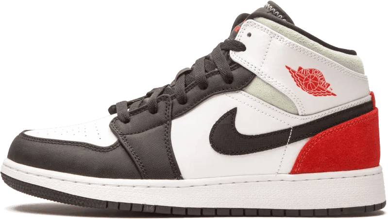 Air Jordan 1 Mid SE White Black Red Spruce (GS)
